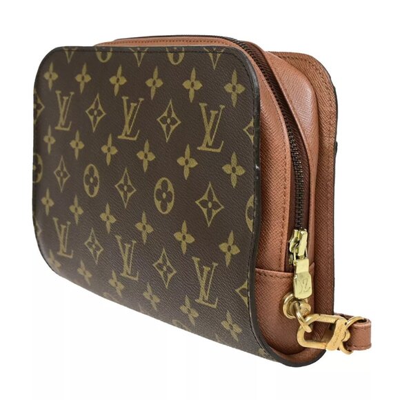 LOUIS VUITTON Orsay Clutch Hand Bag Monogram Leather Brown France - Picture 2 of 8